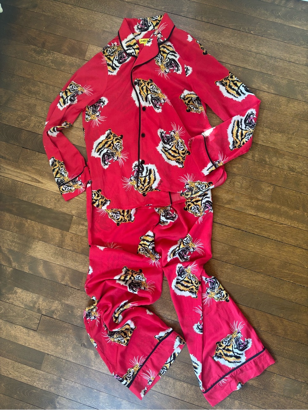 Shady Lady Women’s Red Tiger Print Pajama Set